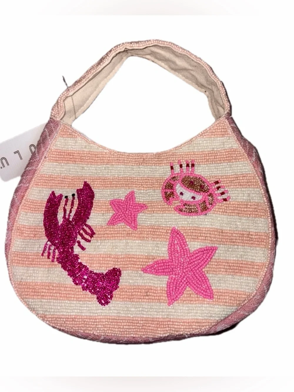 NWT Lulu Pink Beaded Ocean creature Handbag purse